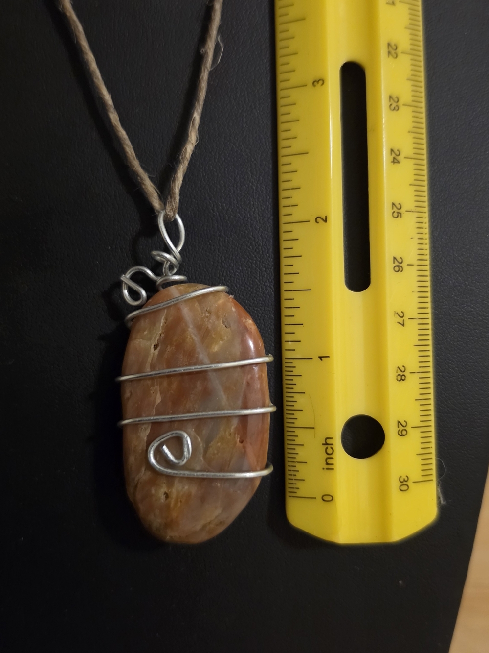 Handcrafted Brown Jasper Pendant Necklace with Silver Wire Wrap